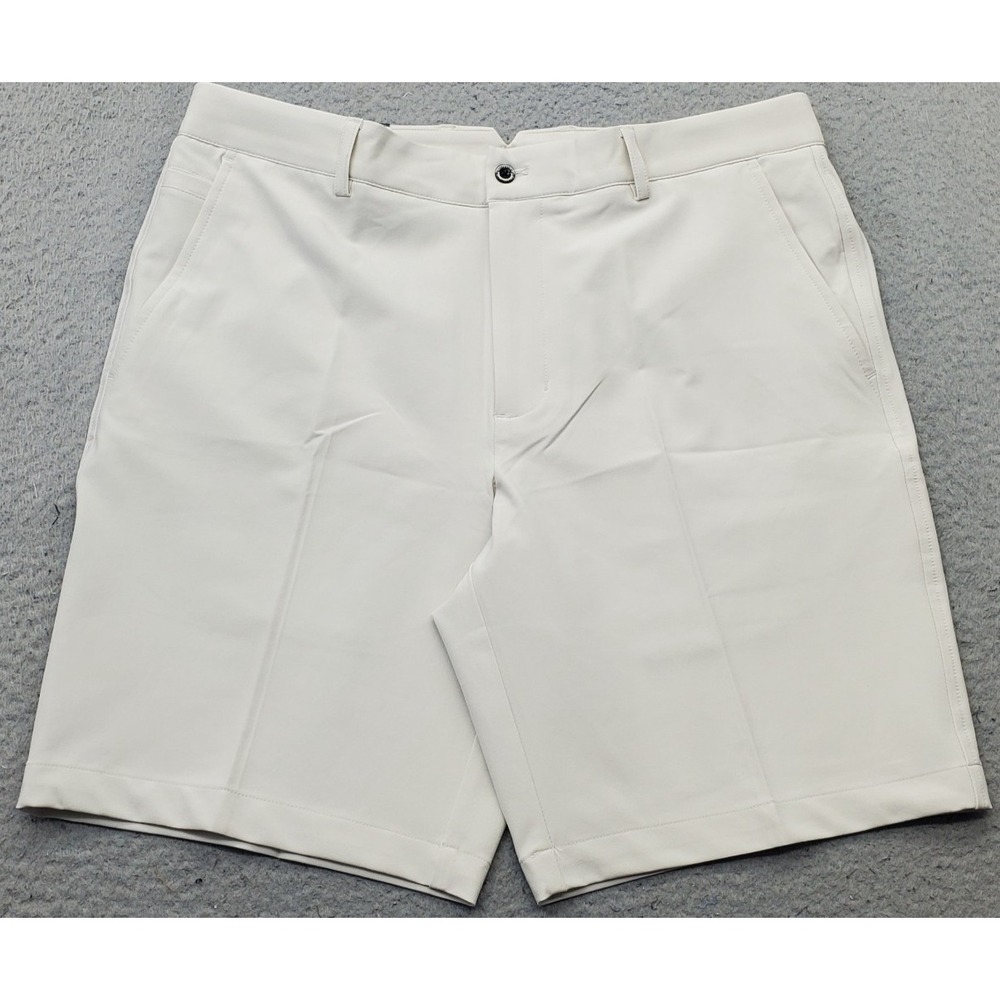 Dunning Golf Shorts Mens 34 Tan Player Fit Woven Performance Stretch Flat Front